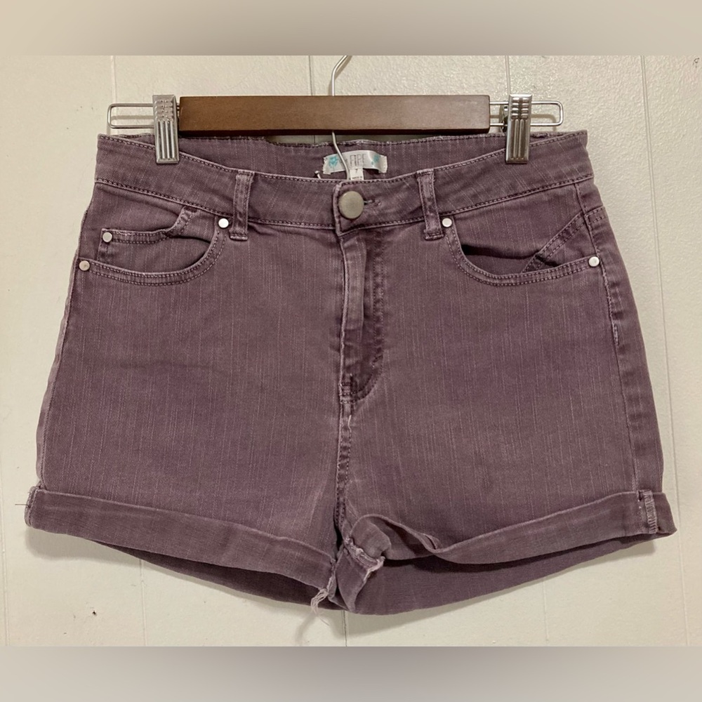 Love Fire Purple high Rise Stretch Denim Shortie Shorts Size 7